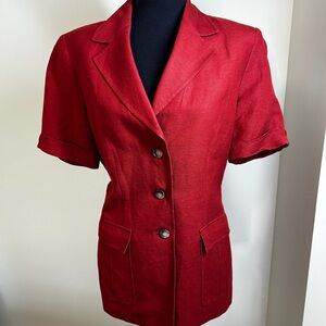 Kasper Red Structured Blazer with Notched Lapel